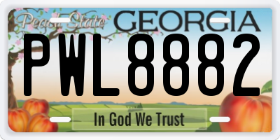 GA license plate PWL8882
