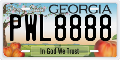 GA license plate PWL8888
