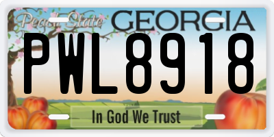 GA license plate PWL8918