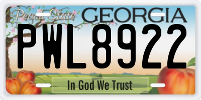 GA license plate PWL8922