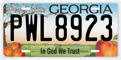 GA license plate PWL8923