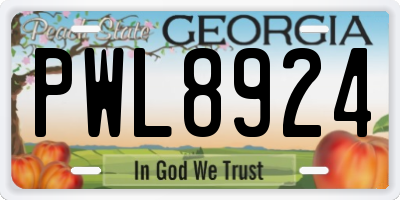 GA license plate PWL8924