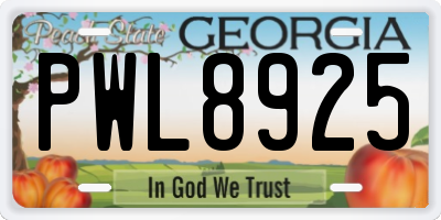 GA license plate PWL8925