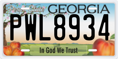 GA license plate PWL8934