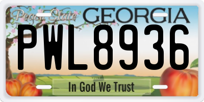GA license plate PWL8936