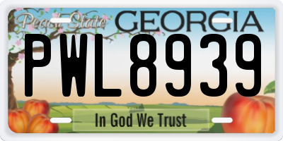 GA license plate PWL8939