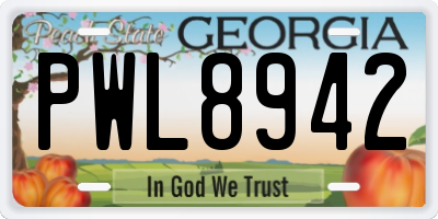 GA license plate PWL8942