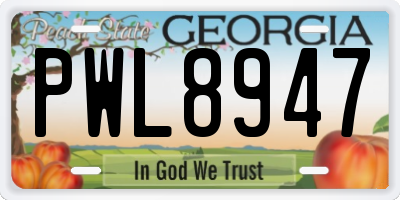 GA license plate PWL8947