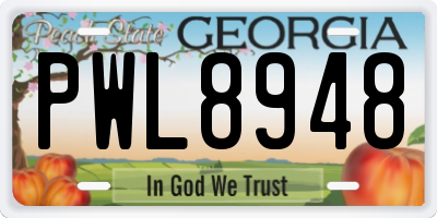 GA license plate PWL8948