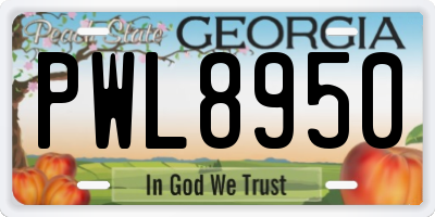 GA license plate PWL8950