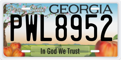 GA license plate PWL8952