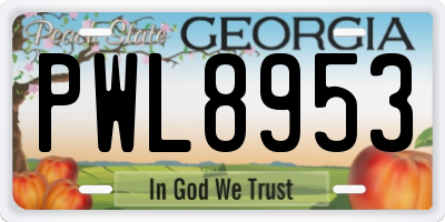 GA license plate PWL8953