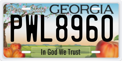 GA license plate PWL8960