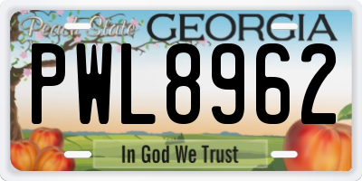 GA license plate PWL8962