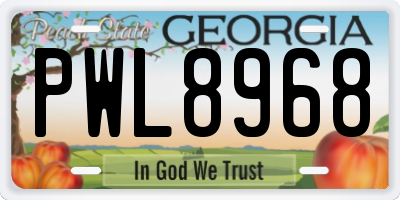 GA license plate PWL8968