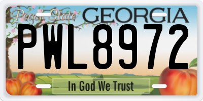 GA license plate PWL8972