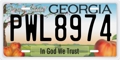 GA license plate PWL8974