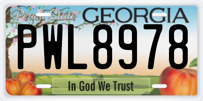 GA license plate PWL8978