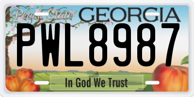 GA license plate PWL8987