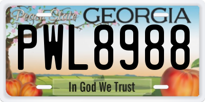 GA license plate PWL8988