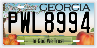 GA license plate PWL8994