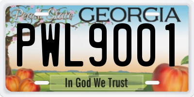GA license plate PWL9001