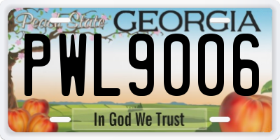 GA license plate PWL9006
