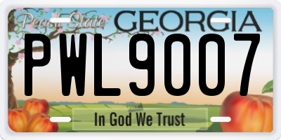 GA license plate PWL9007