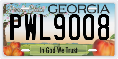 GA license plate PWL9008