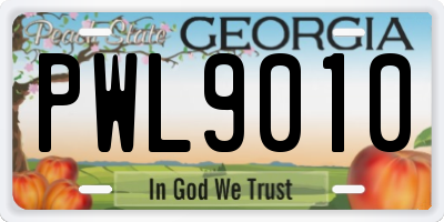GA license plate PWL9010