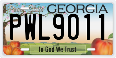 GA license plate PWL9011