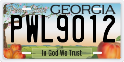 GA license plate PWL9012