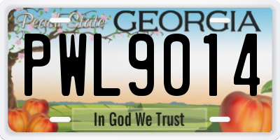 GA license plate PWL9014
