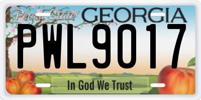GA license plate PWL9017