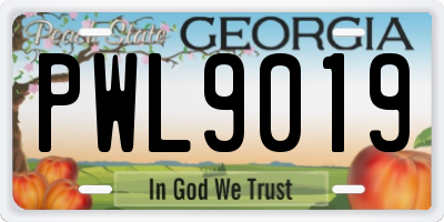 GA license plate PWL9019