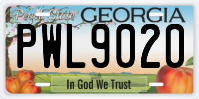 GA license plate PWL9020