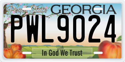 GA license plate PWL9024