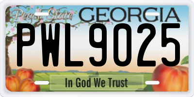 GA license plate PWL9025