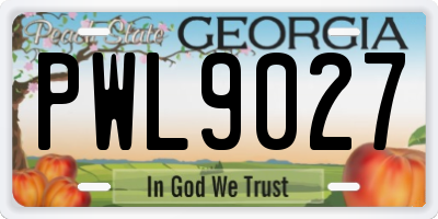 GA license plate PWL9027