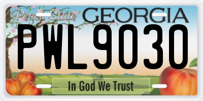 GA license plate PWL9030