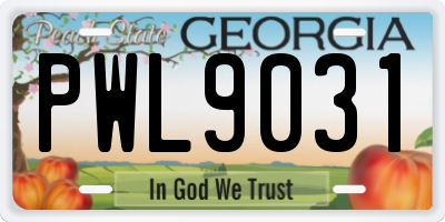 GA license plate PWL9031