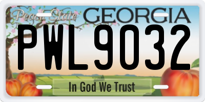 GA license plate PWL9032
