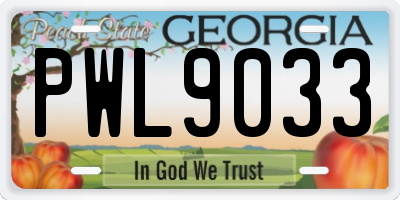 GA license plate PWL9033