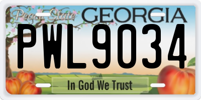 GA license plate PWL9034