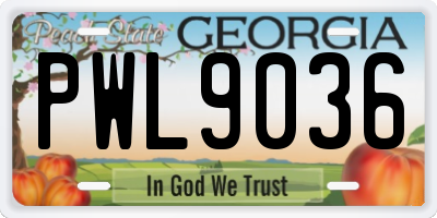 GA license plate PWL9036