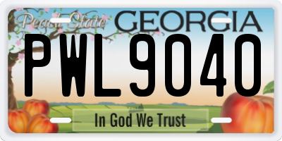 GA license plate PWL9040