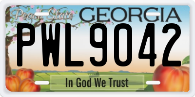 GA license plate PWL9042