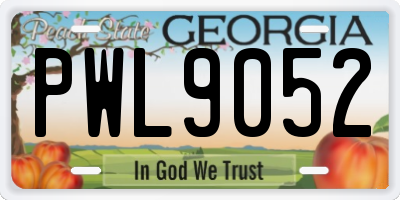 GA license plate PWL9052