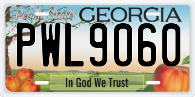 GA license plate PWL9060
