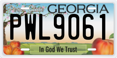 GA license plate PWL9061